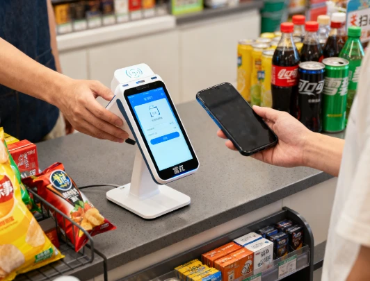 富掌柜扫码终端：可预设固定金额，顾客扫码即付